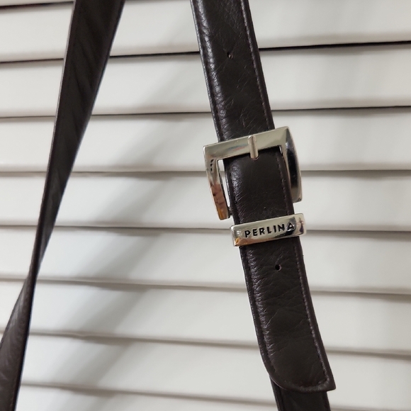 Perlina Chocolate Brown Leather Crossbody with Silver-Tone Lock - Picture 11 of 11